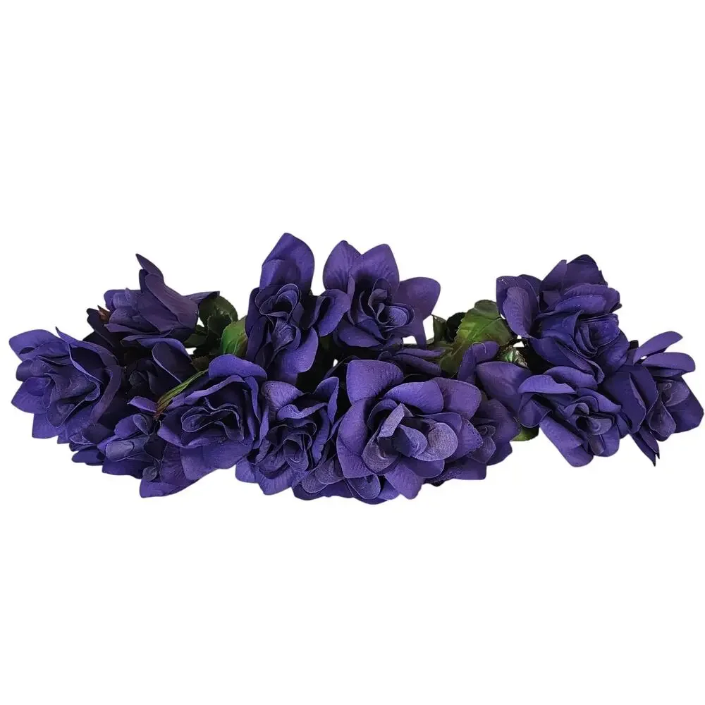 Royal Eggplant Purple Silk Rose Flower Bushes 7 Roses 2.5